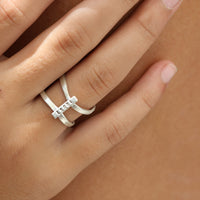 Tiny Mantra Rings - Chocolate and Steel - 925 silver - Adjustable - adjustable ring -