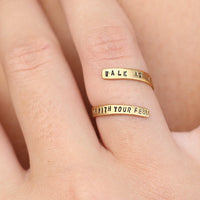 "Walk as if You Are Kissing the Earth with Your Feet" -Thich Nhat Hanh Wrap Ring - Chocolate and Steel