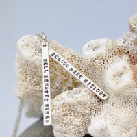 "Well Behaved Women Seldom Make History" Laurel Thatcher Ulrich Quote Necklace - Chocolate and Steel