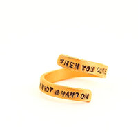 "When You Come to the End of your Rope Tie a Knot and Hang On" -Franklin D. Roosevelt Wrap Ring - Chocolate and Steel