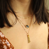 "You are a child of the universe, no less than the trees and the stars." - Max Ehrmann Quote Necklace - Chocolate and Steel