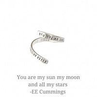 "You Are My Sun My Moon and All My Stars" -EE Cummings Wrap Ring - Chocolate and Steel