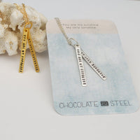 "You Are My Sunshine My Only Sunshine" Quote Necklace - Chocolate and Steel