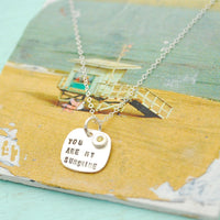 "You are My Sunshine" Quote Necklace - Chocolate and Steel