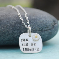 "You are My Sunshine" Quote Necklace - Chocolate and Steel