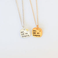 "You are My Sunshine" Quote Necklace - Chocolate and Steel