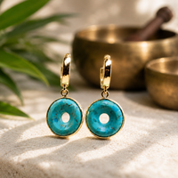 Time is a Healer Turquoise and Moonstone Huggie Hoops