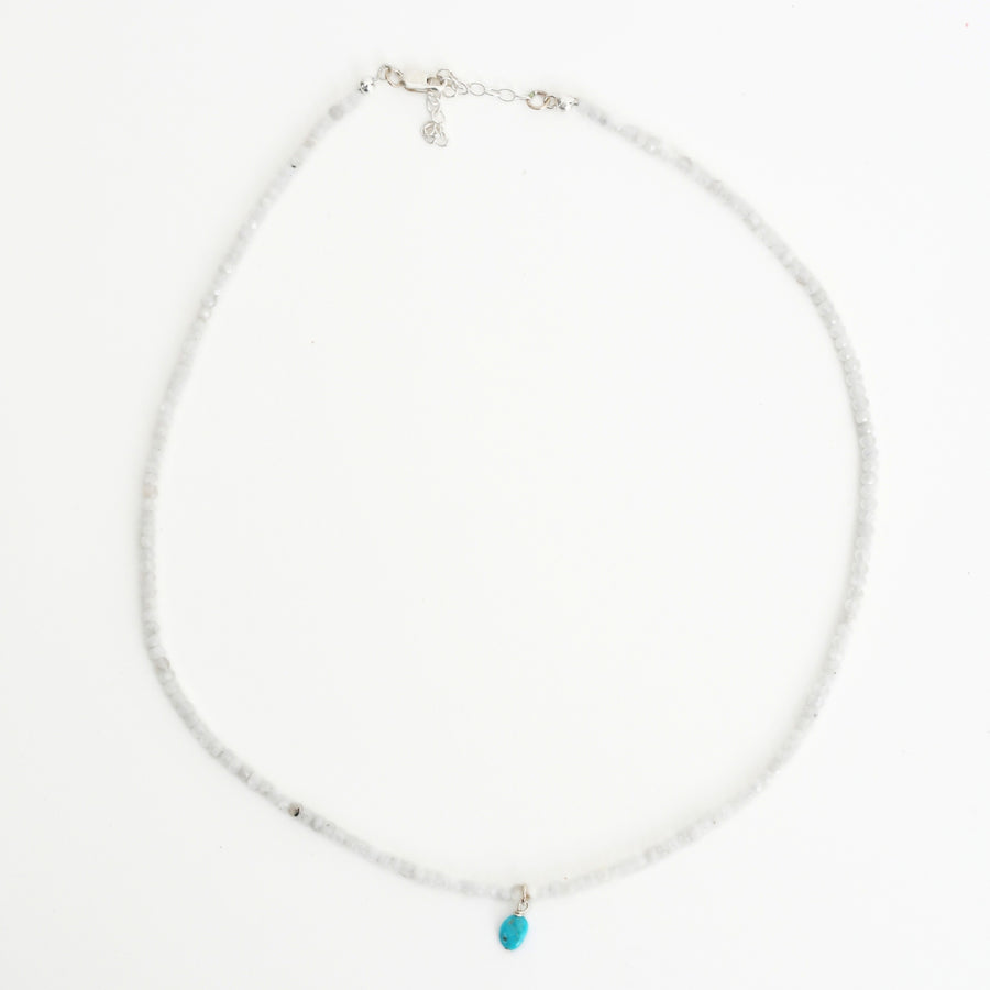 Frieda Moonstone and Turquoise Beaded Necklace