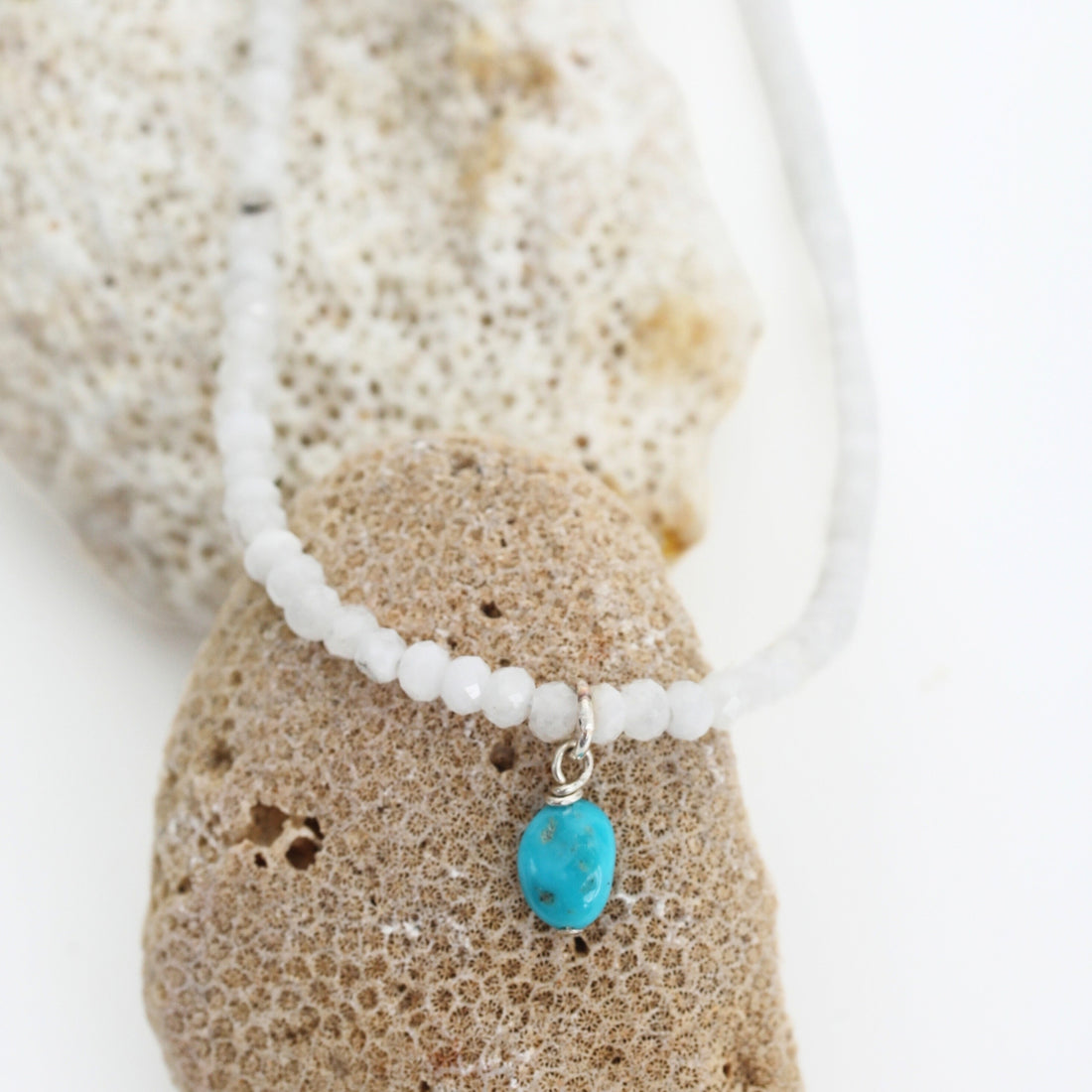 Frieda Moonstone and Turquoise Beaded Necklace