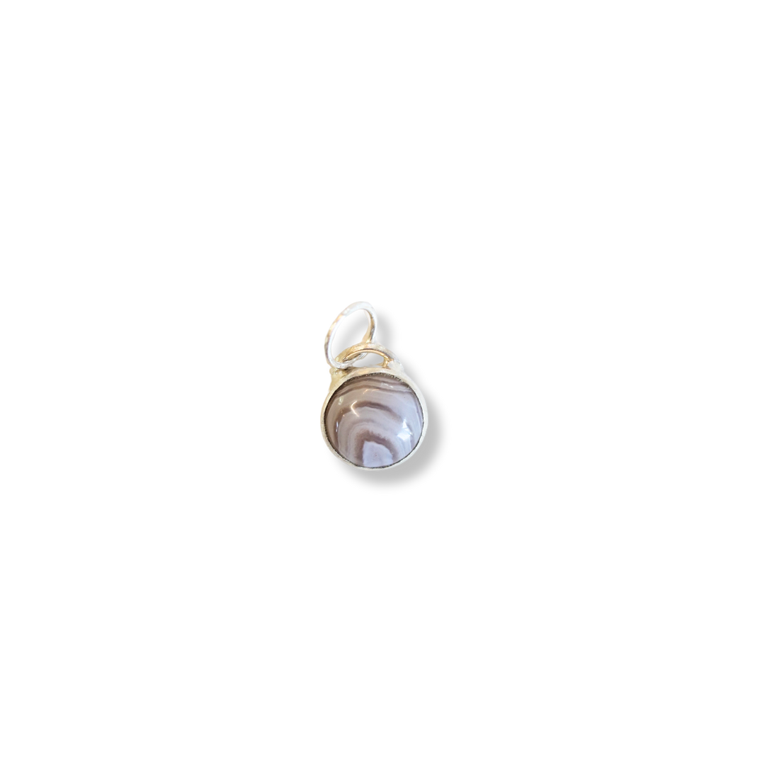 Button Gemstone Charm Necklace - Botswana Agate