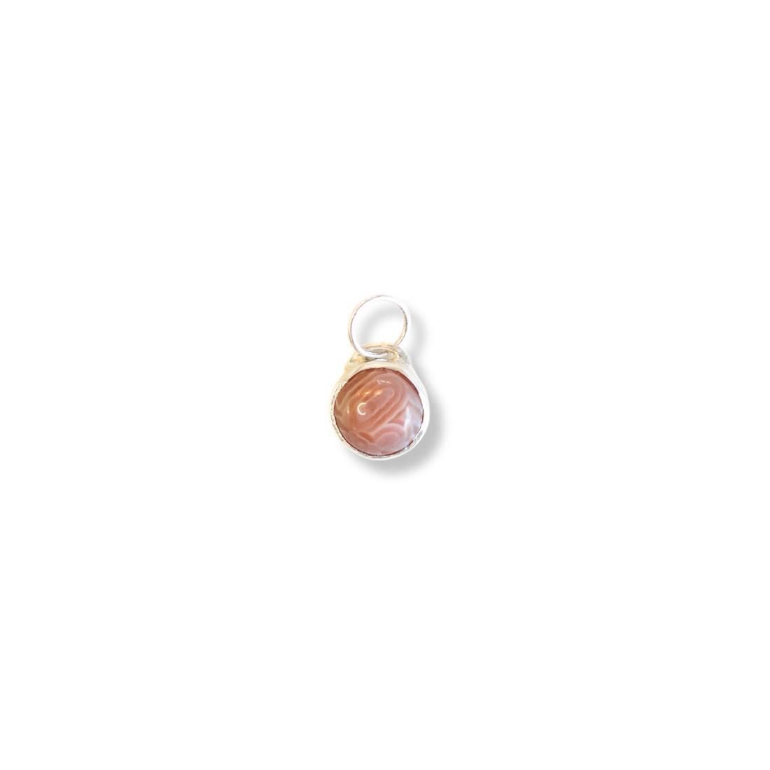 Button Gemstone Charm Necklace - Botswana Agate