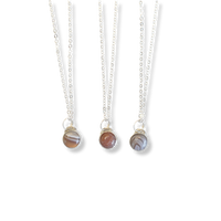 Button Gemstone Charm Necklace - Botswana Agate