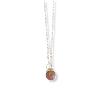Button Gemstone Charm Necklace - Botswana Agate
