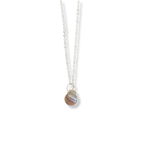 Button Gemstone Charm Necklace - Botswana Agate