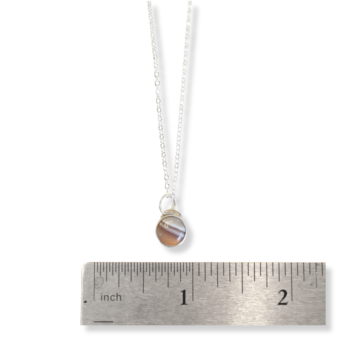 Button Gemstone Charm Necklace - Botswana Agate
