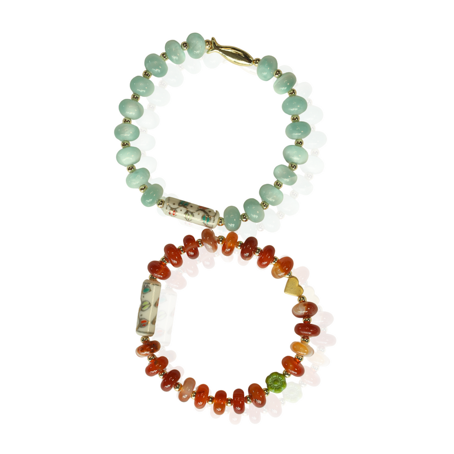 Swim the Sea Green Moonstone Stretch Bracelet