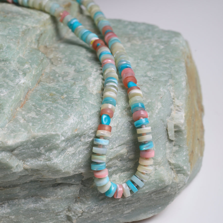Candy Necklace and Bracelet - Peruvian Opal Pastel Rainbow Heishi
