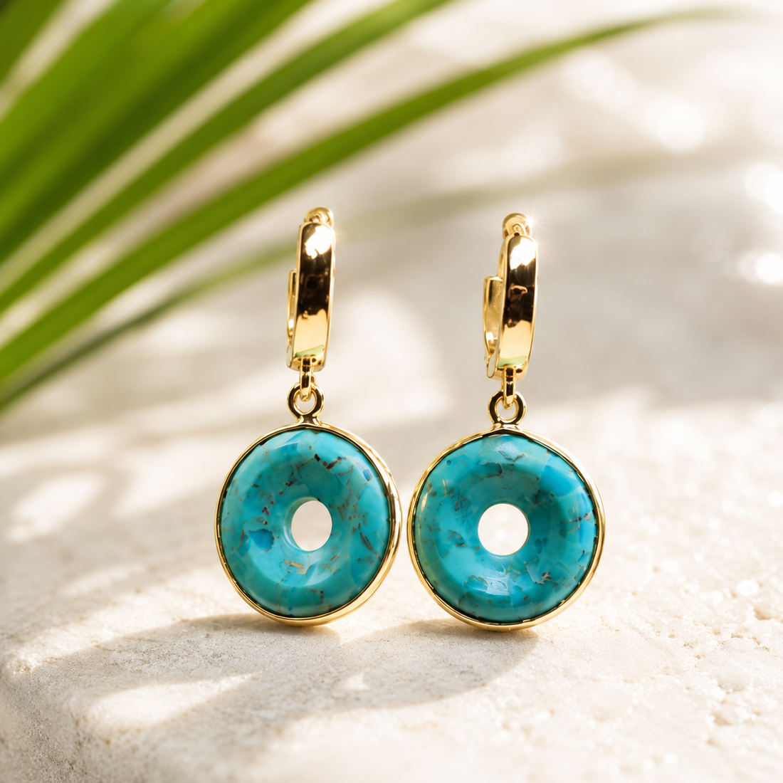 Time is a Healer Turquoise and Moonstone Huggie Hoops