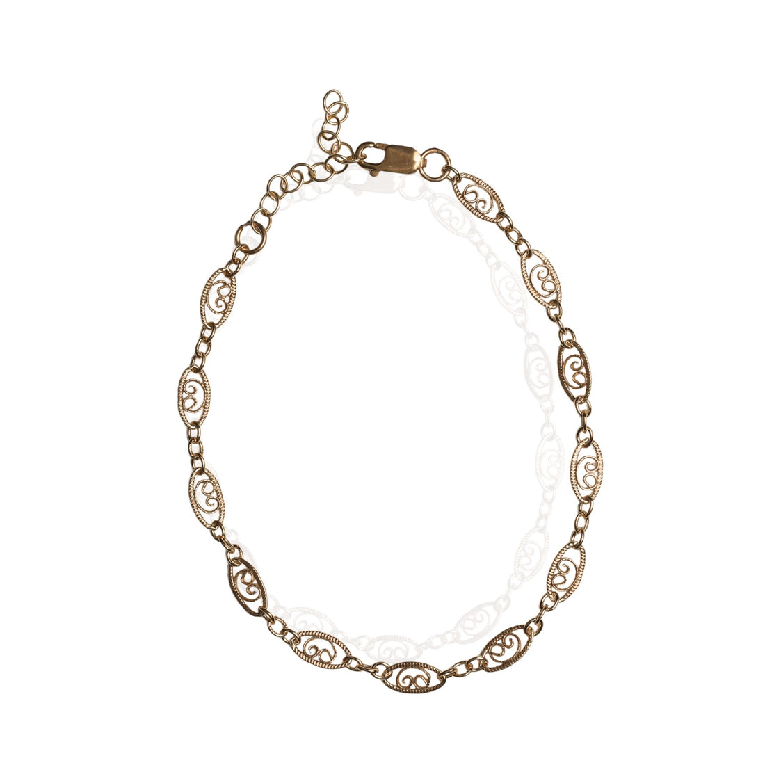 Filigree Heart Chain Bracelet – 14k Gold Fill