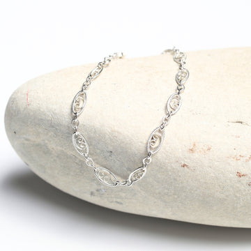 Filigree Heart Chain Bracelet – Sterling Silver