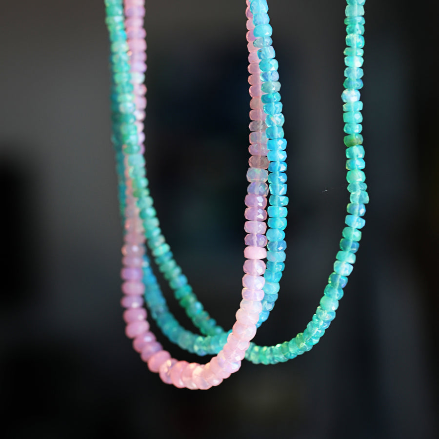 Absolutely Finest Faceted Opal Necklace in sunset colors