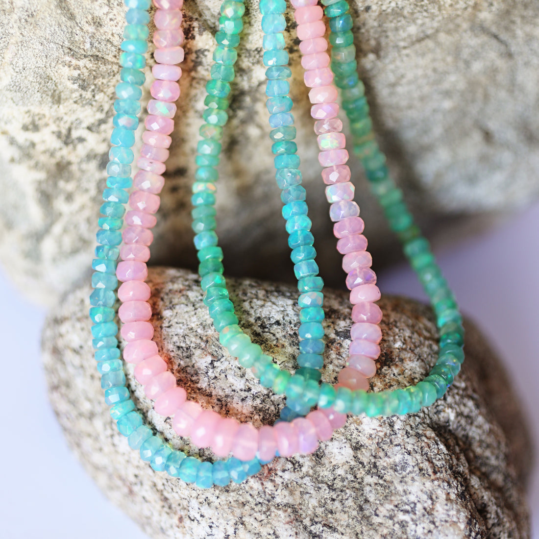 Absolutely Finest Faceted Opal Necklace in sunset colors