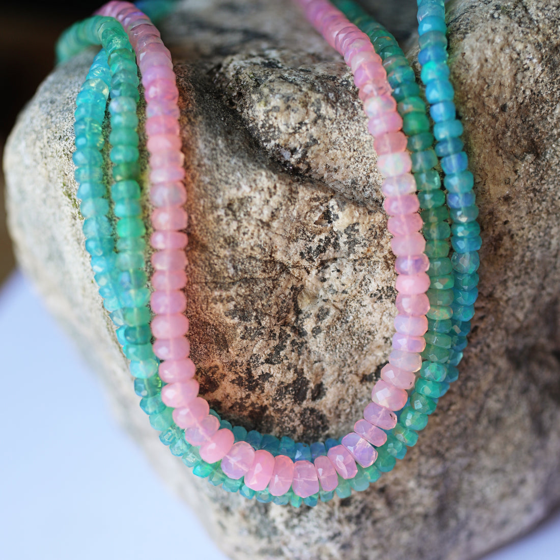 Absolutely Finest Faceted Opal Necklace in sunset colors