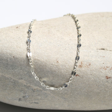 Flat Dapped Chain Bracelet- Sterling Silver