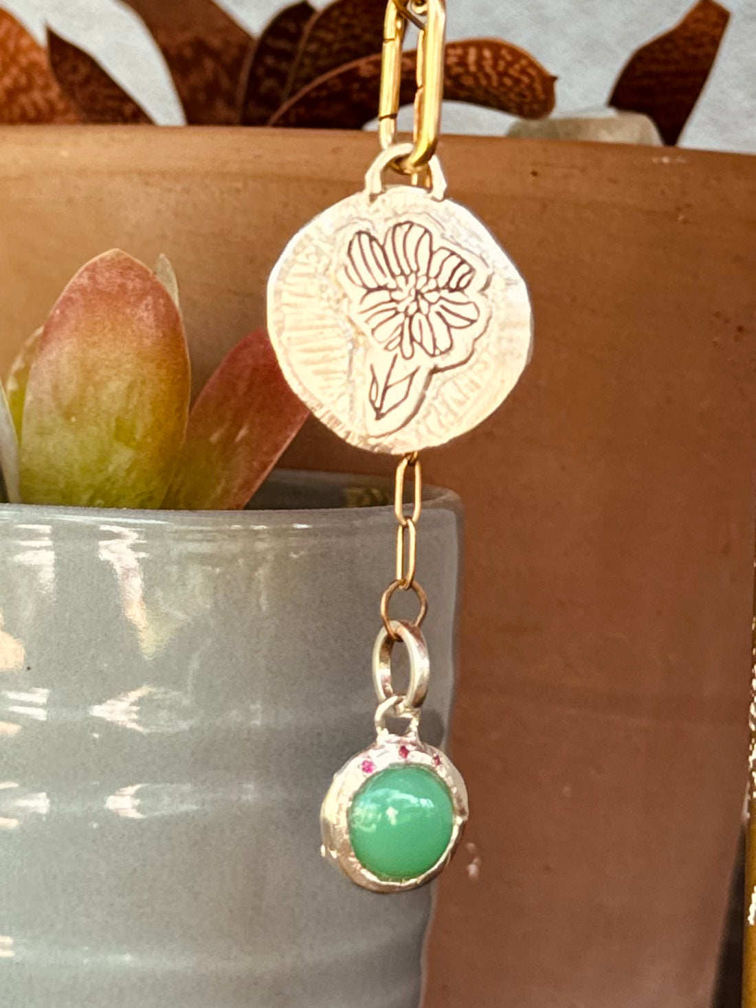 Gemdrop Juicy Chalcedony Charm Necklace