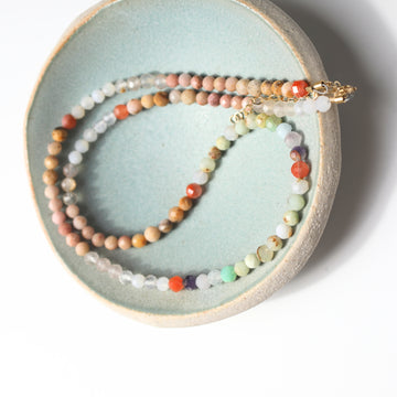 Small Pebbles Chrysoprase and Rhodochrosite Necklace