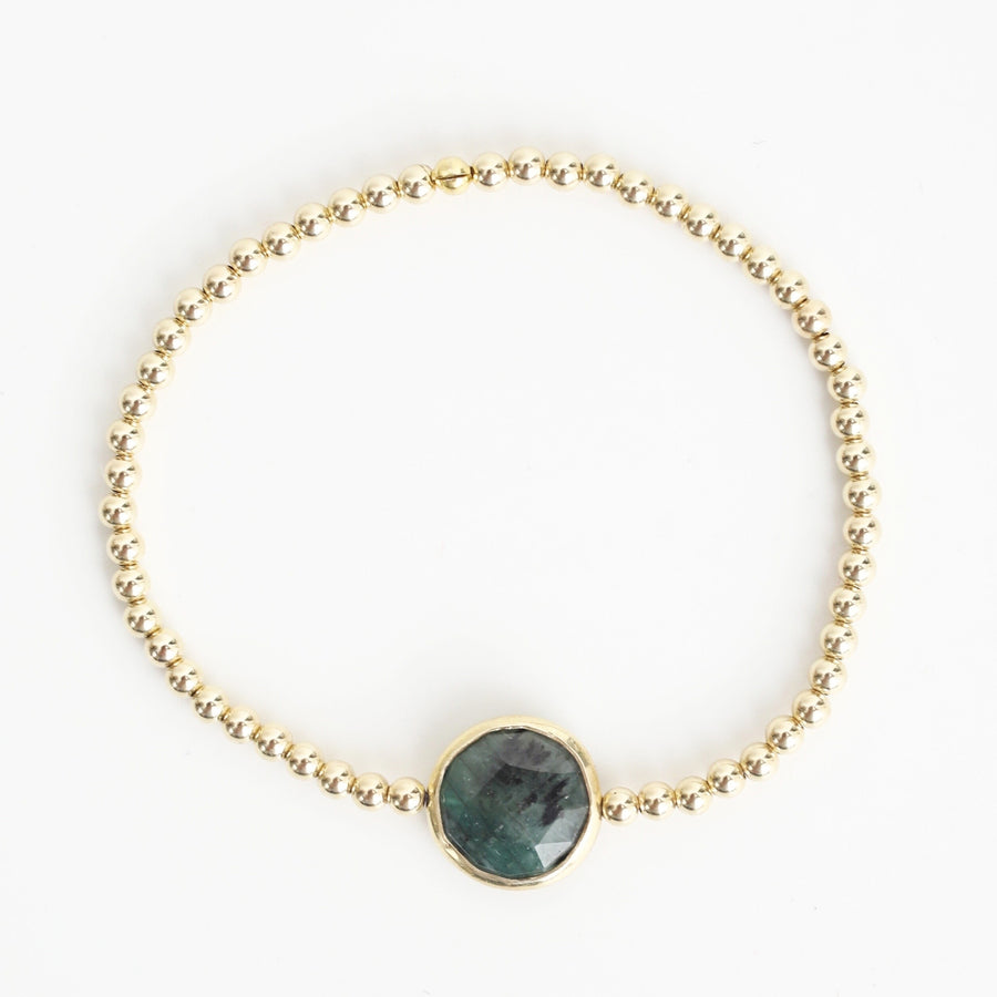 Gold Bead Bracelet with Emerald or Pearl - Seabreeze Bracelet