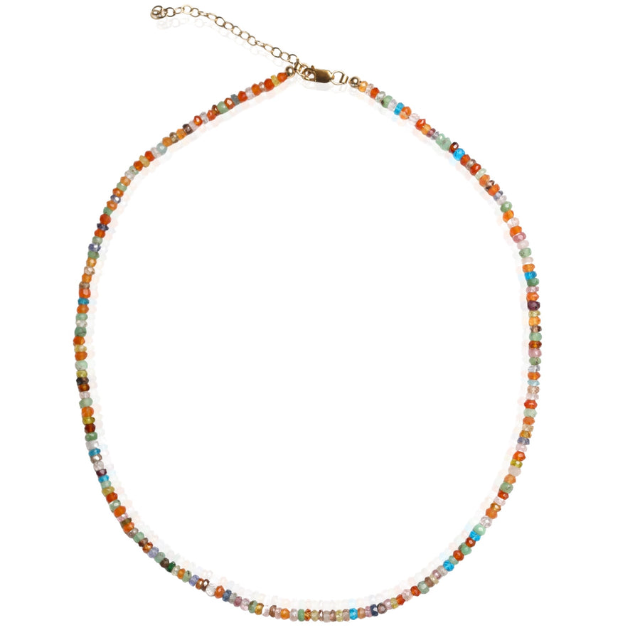 Tiny Pebbles Carnelian, Hessonite Garnet Mixed Semi-Precious Stones Necklace