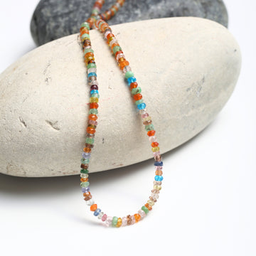 Tiny Pebbles Carnelian, Hessonite Garnet Mixed Semi-Precious Stones Necklace