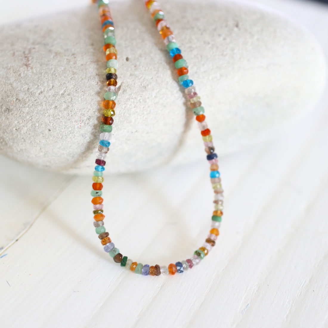 Tiny Pebbles Carnelian, Hessonite Garnet Mixed Semi-Precious Stones Necklace