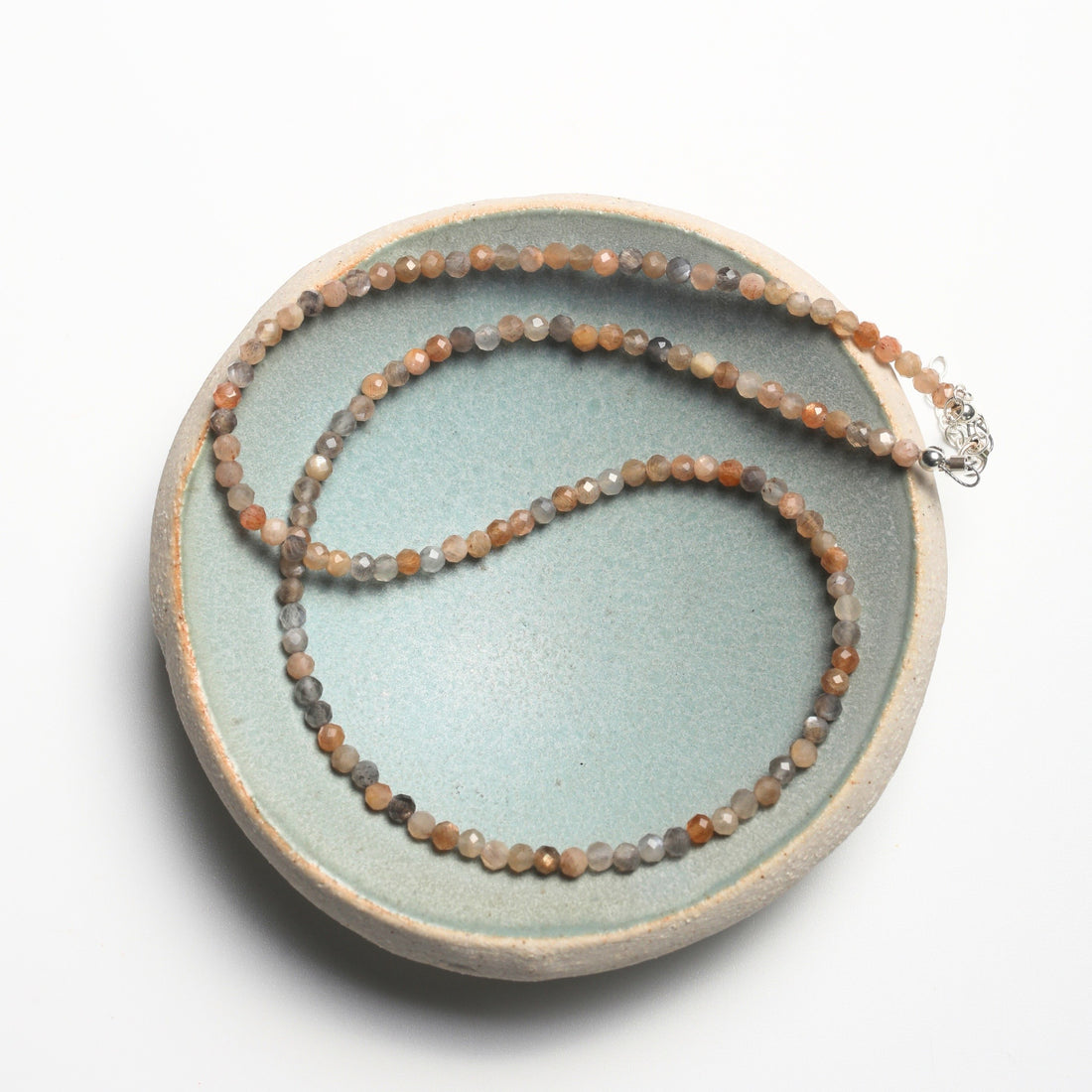 Small Pebbles Peach and Grey Moonstone Necklace