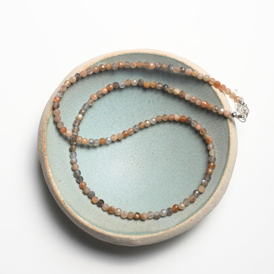 Small Pebbles Peach and Grey Moonstone Necklace