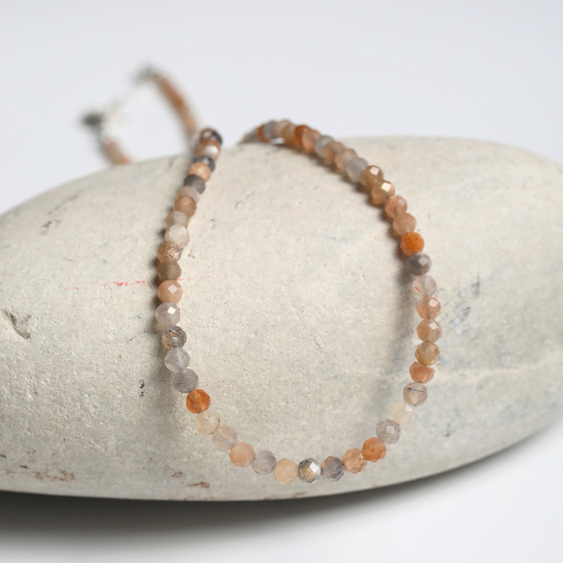 Small Pebbles Peach and Grey Moonstone Necklace