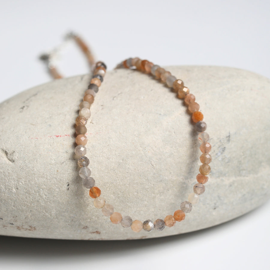 Small Pebbles Peach and Grey Moonstone Necklace