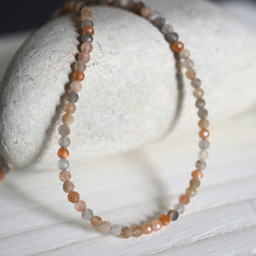 Small Pebbles Peach and Grey Moonstone Necklace