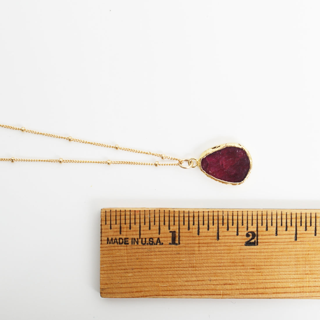 "The Ruby" Organic Teardrop Pendant Necklace
