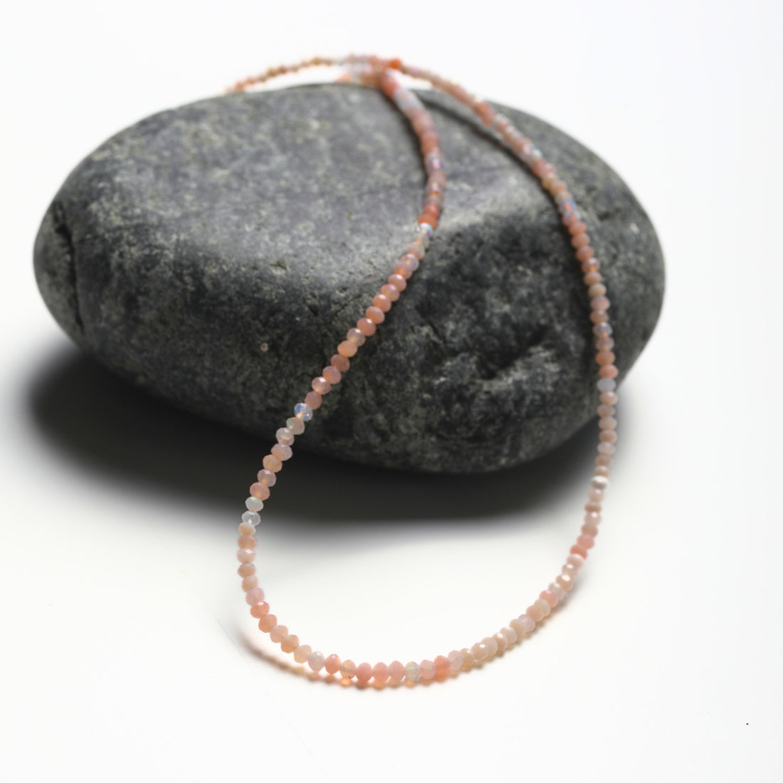 Tiny Pebbles Pink Opal Necklace