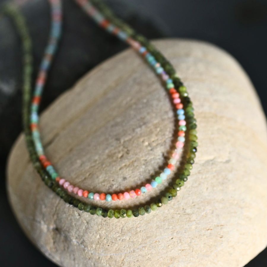 Tiny Pebbles Green Jade Necklace