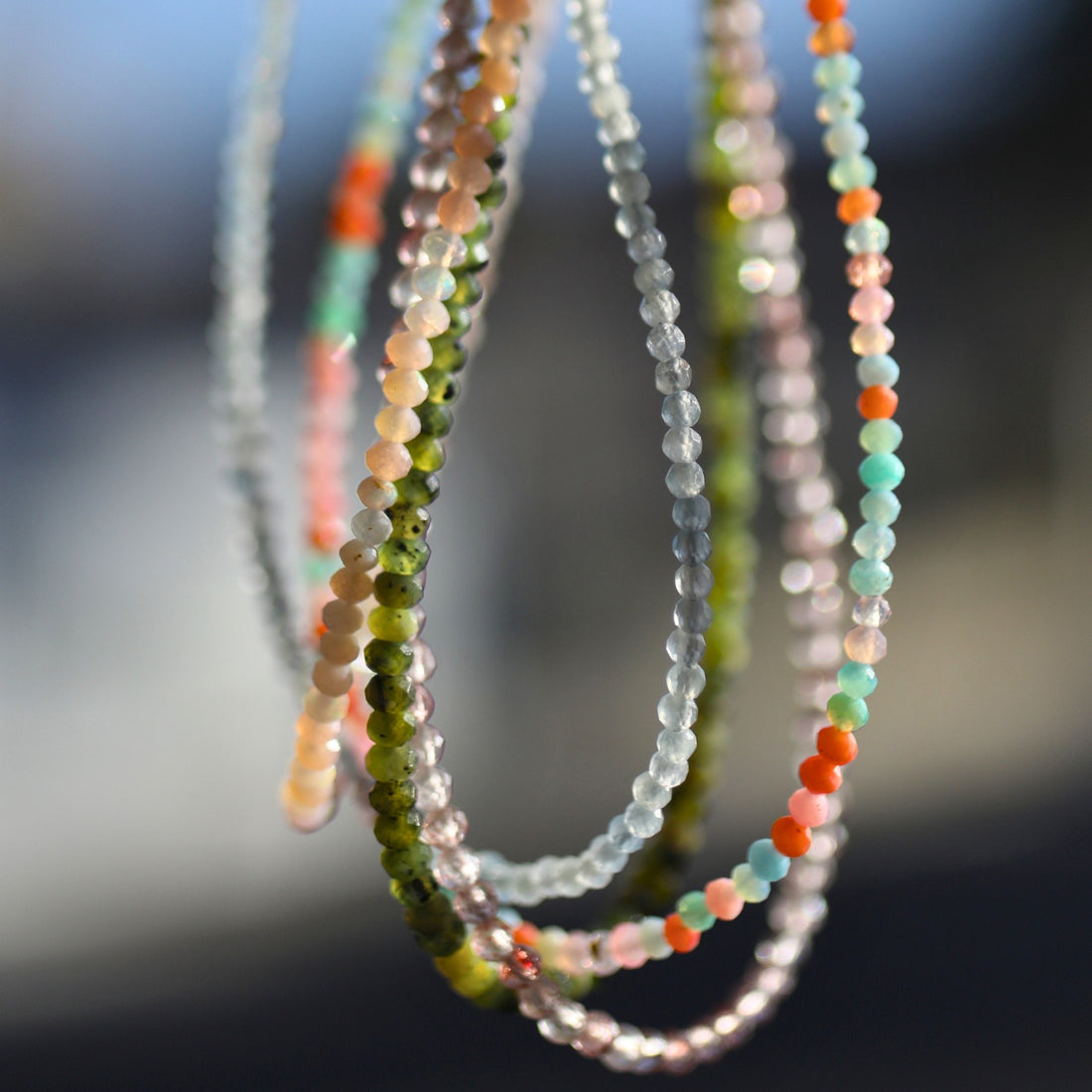 Tiny Pebbles Multi-Colored Pastel Opals Necklace
