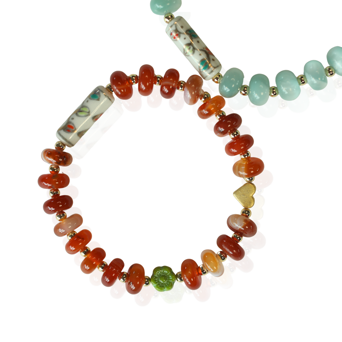 Blooming Love Red Agate Stretch Bracelet