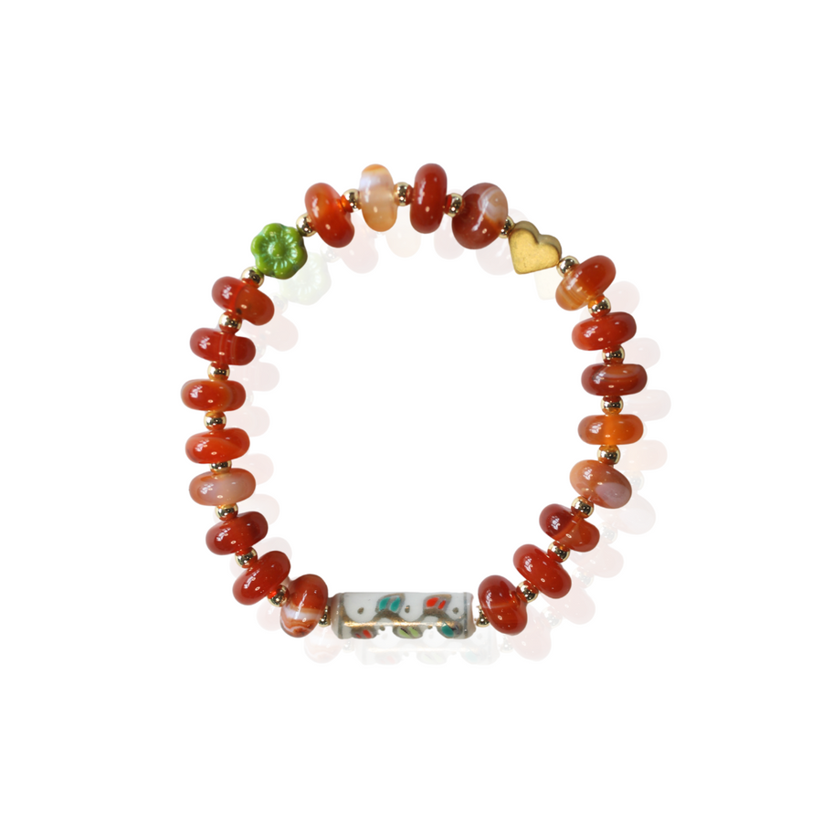 Blooming Love Red Agate Stretch Bracelet