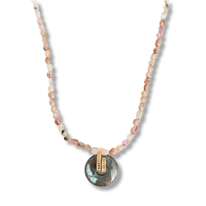 Brontë Labradorite and Tourmaline Necklace - Chocolate and Steel
