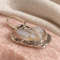 Butterfly Heart Opalized Fossil Pendant — Sterling Silver — One of a Kind - Chocolate and Steel