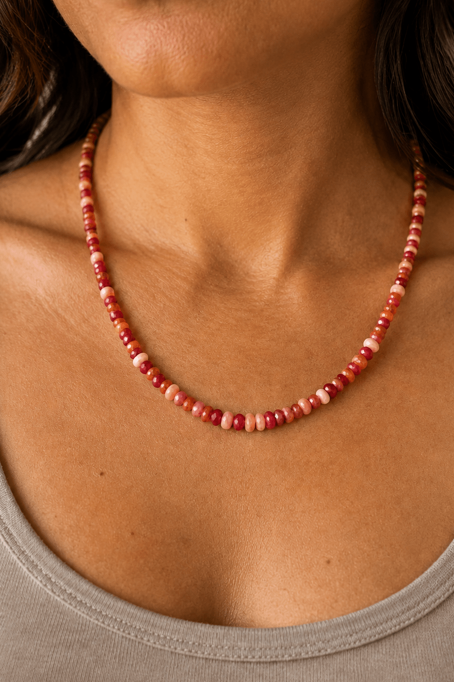Coat of Many Colors Gemstone Necklace - Chocolate and Steel