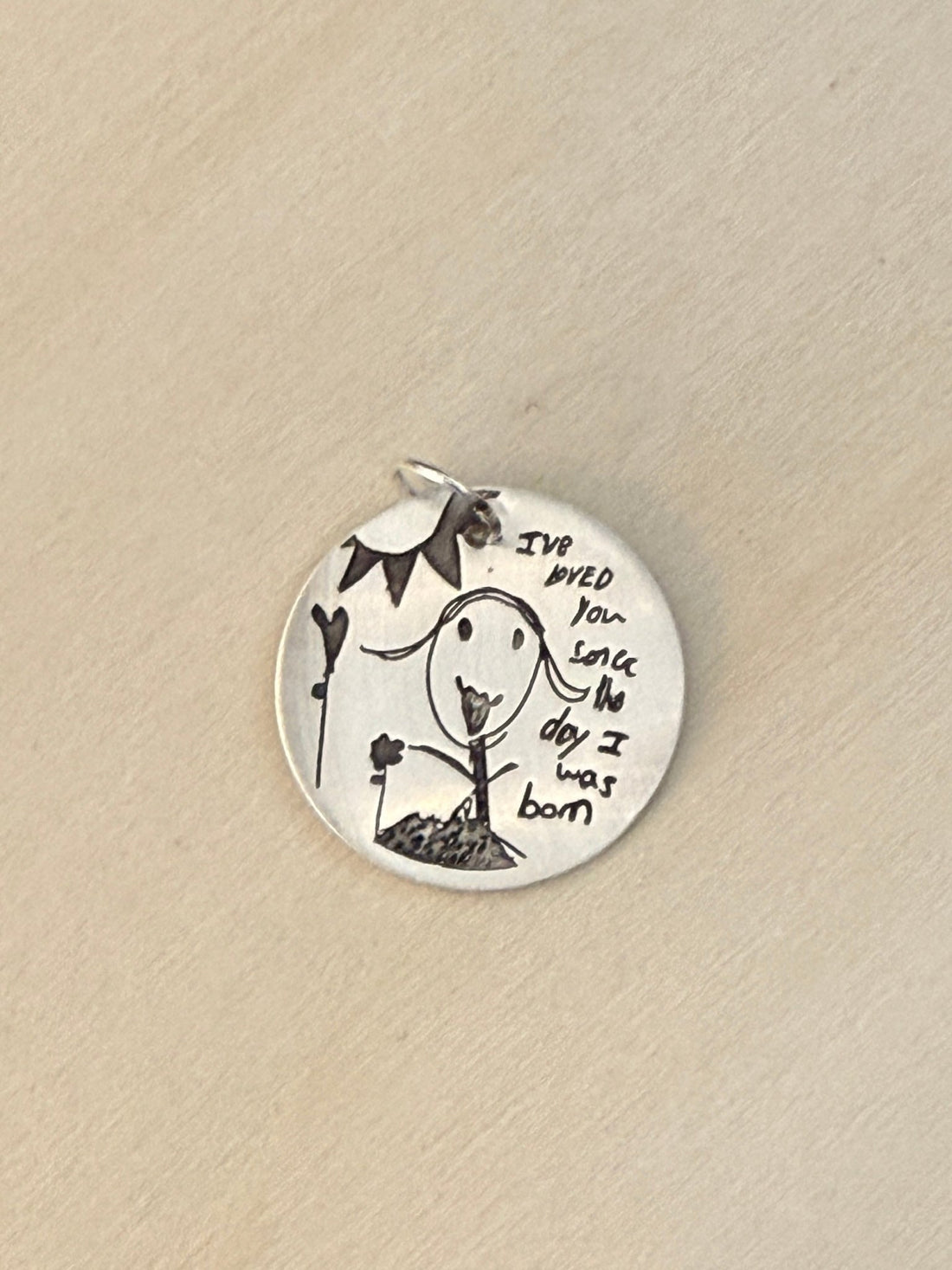 Custom Engraved Medallion Necklace | Kid Art Jewelry - Chocolate and Steel