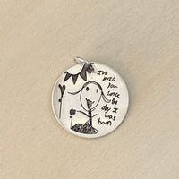 Custom Engraved Medallion Necklace | Kid Art Jewelry - Chocolate and Steel